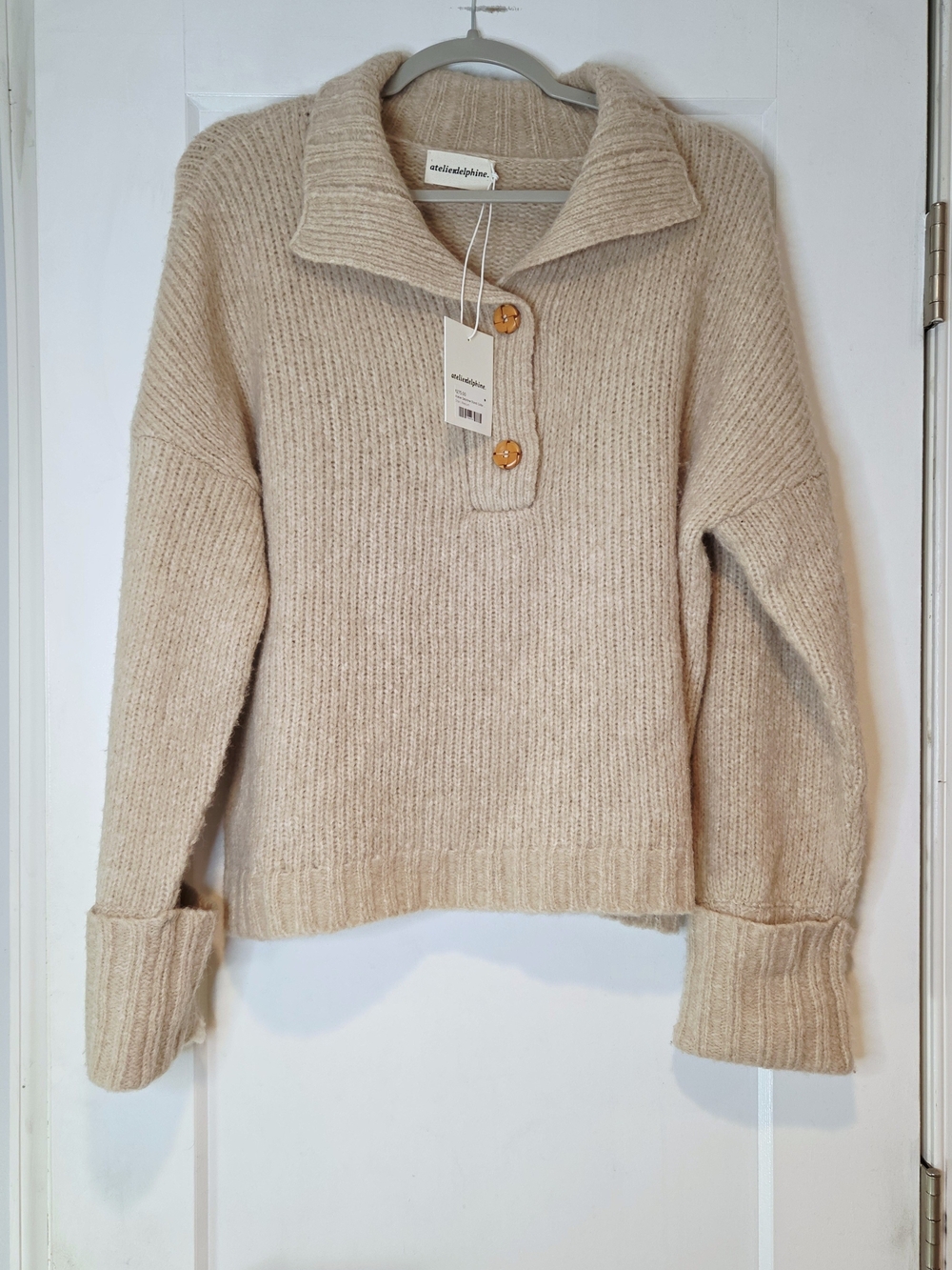 Atelier Delphine Alpaca Wool Blend Sweater NWT Oversized Collared Knit Size M